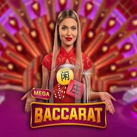 Mega Baccarat online game logo by Pragmatic Play on wildrobins-casino.com